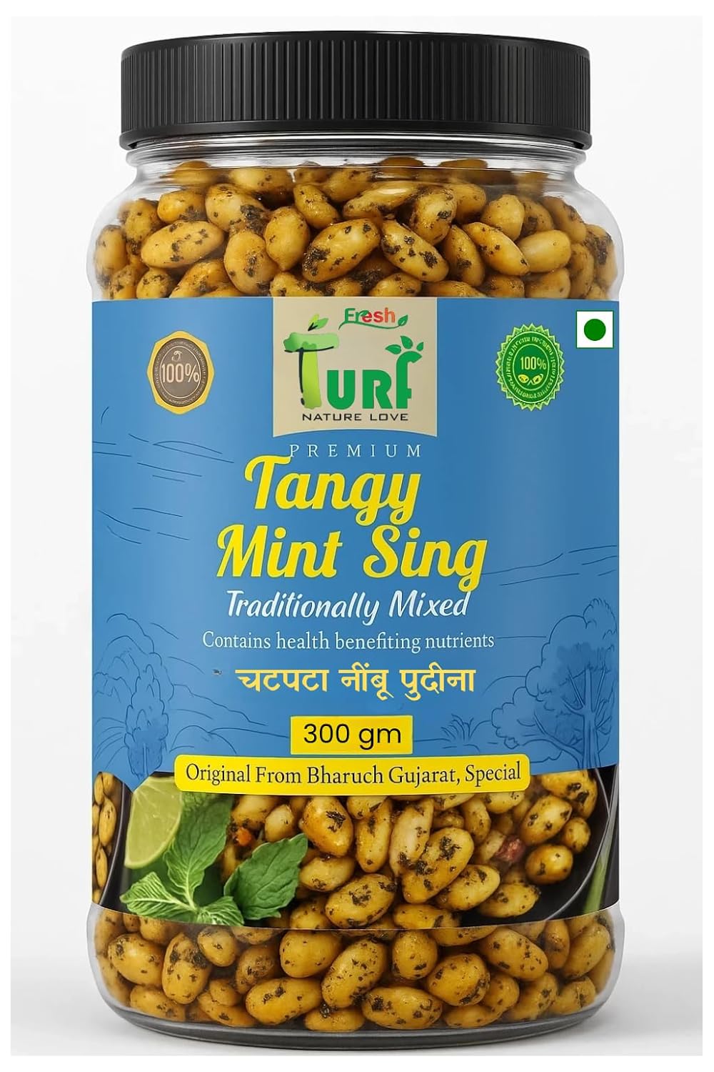 Turf Fresh Nimbu Pudina Flavored Peanuts Fresh Tangy Mint Snack