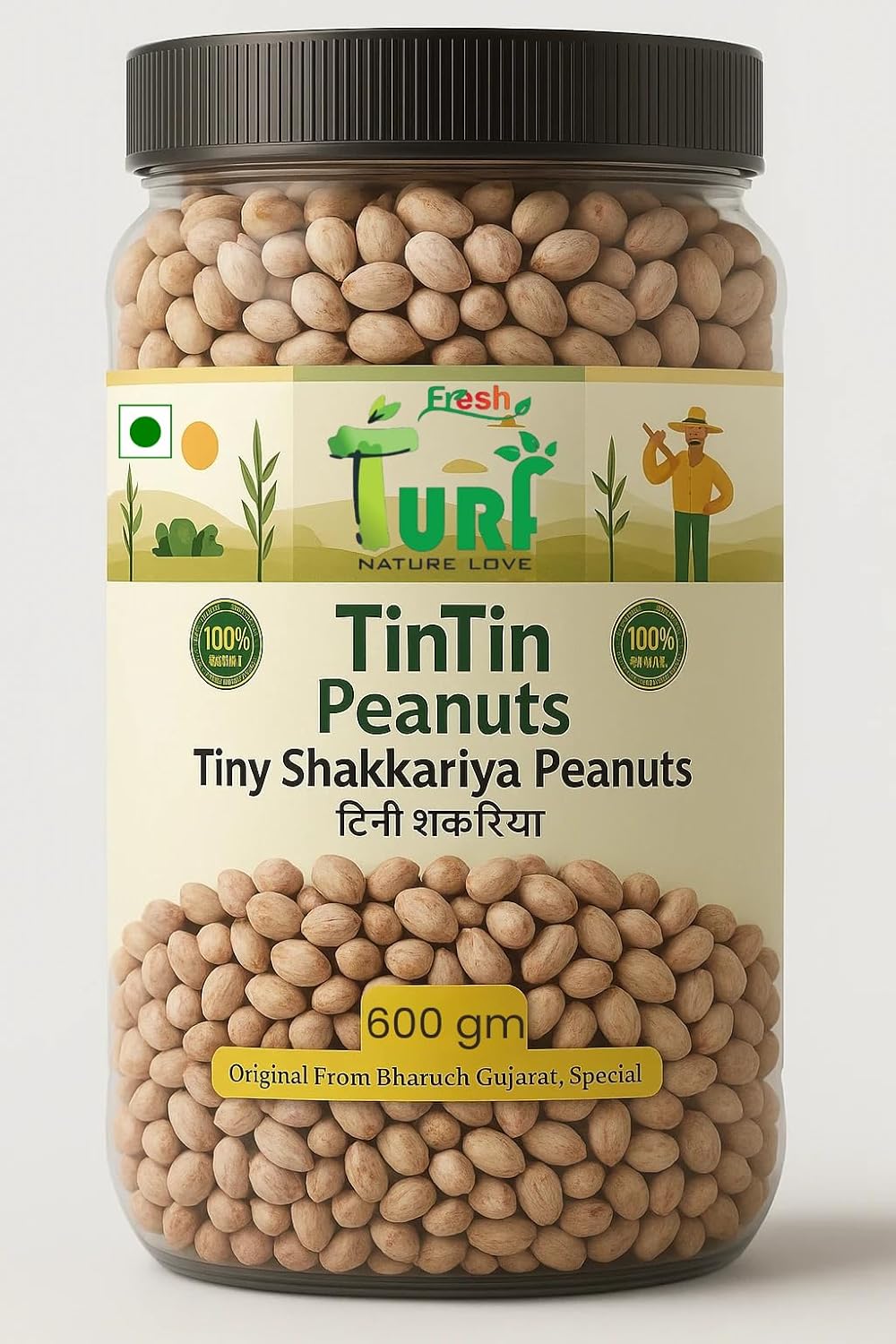 Turf Fresh Tiny Shakkariya Peanuts TinTin Mungfali Bharuch Sweet Salted Snack